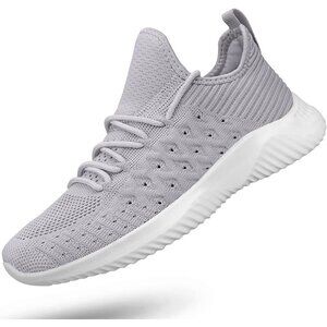 Women's Light Grey Slip-On Walking Shoes Lightweight Breathable Non-Slip Sneaker